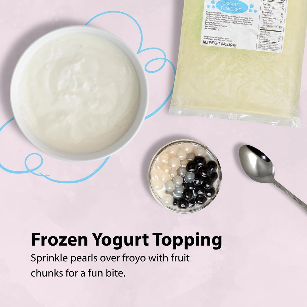 Soeos crystal boba with yogurt bowl for a chewy, crunchy contrast.