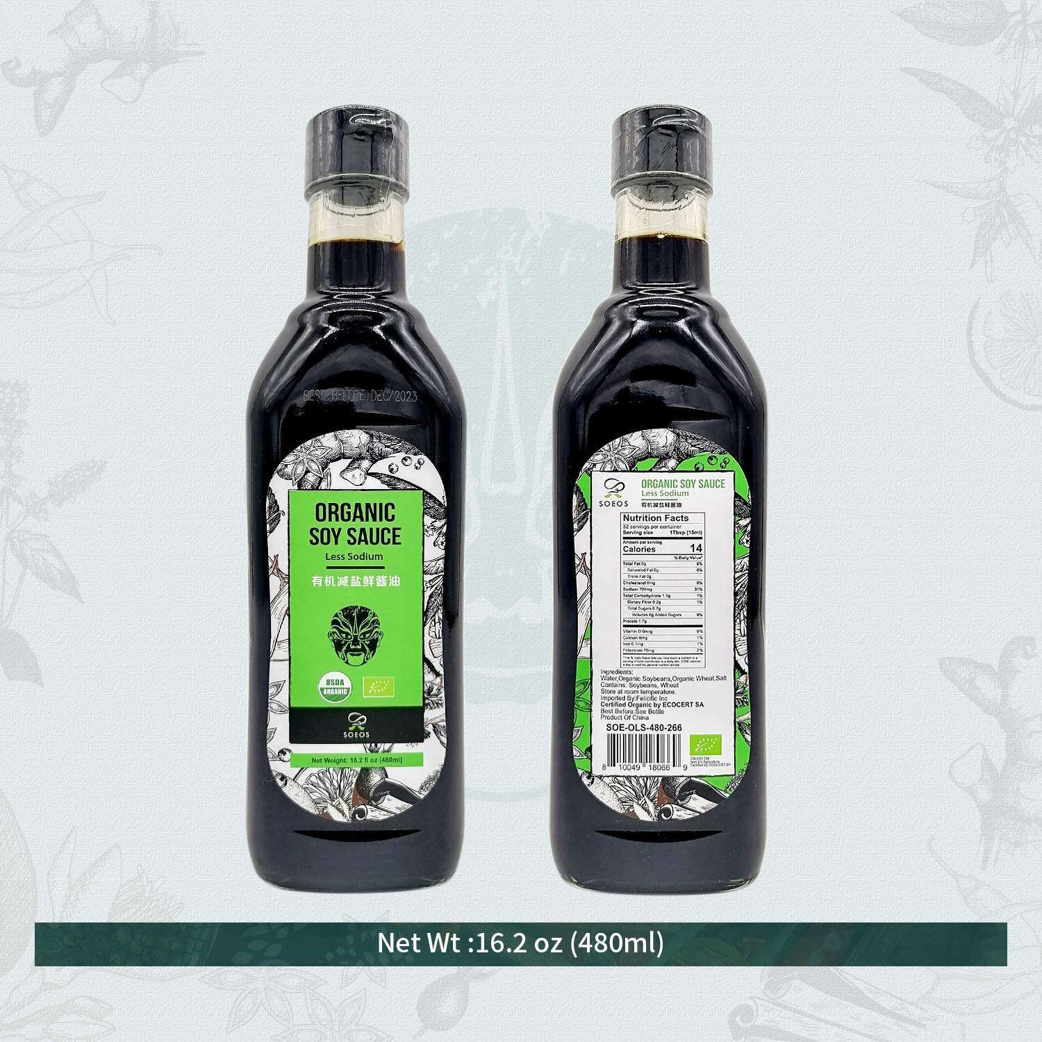 Soeos dark soy sauce glaze enhances color and flavor.