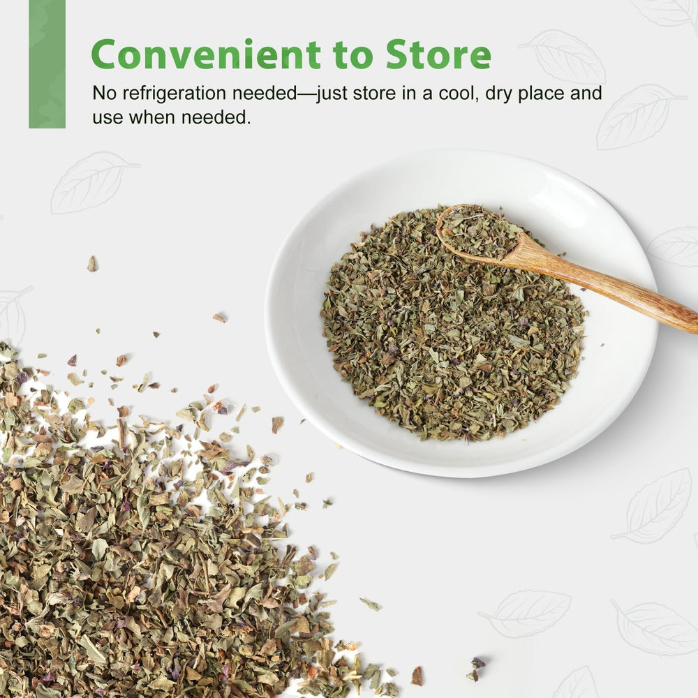 Soeos dried basil leaves packaged to preserve flavor and aroma.