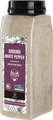Soeos fine-ground white pepper 18oz pack-shot for premium seasoning and freshness