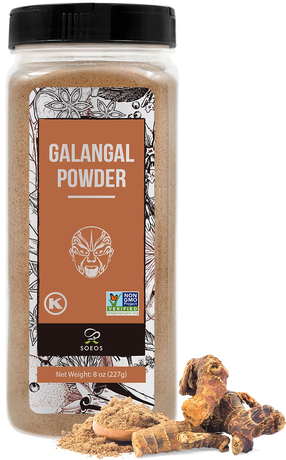 Soeos Galangal Powder 8 oz packaging highlights premium flavor for Thai soups
