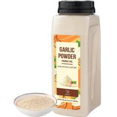 Soeos garlic powder 22oz bulk container showing pure garlic flavor for home cooking