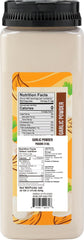 Soeos garlic powder bottle closeup highlighting fine texture for easy seasoning