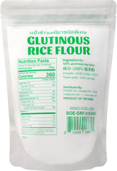 Closeup of finely ground Soeos flour highlighting smooth texture for mochi and pastries