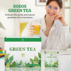 Soeos Green Tea bags ready to brew a pure, simple cup.