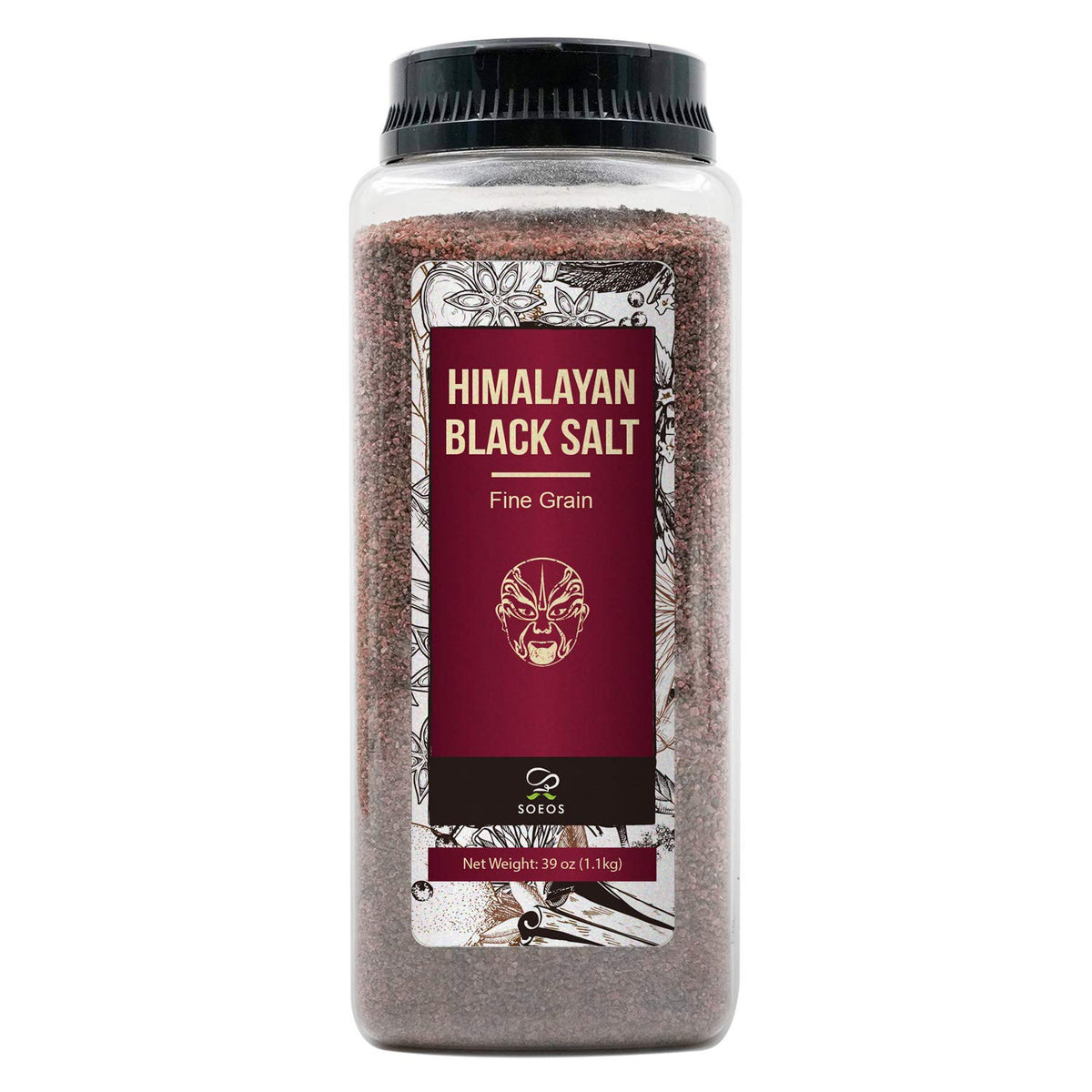 Soeos Himalayan Black Salt 2.4 lb packaging for everyday vegan cooking.