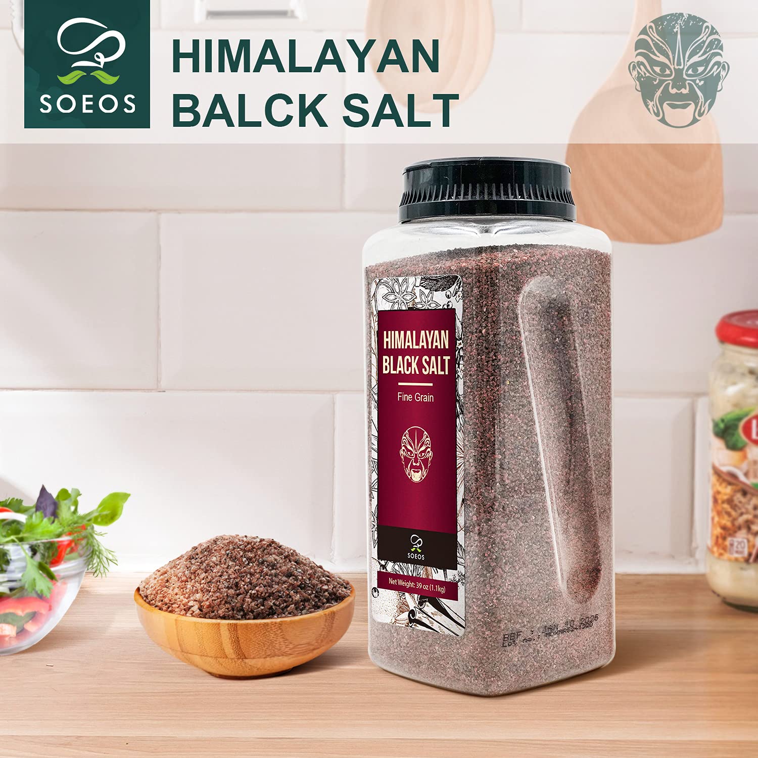 Soeos Himalayan Black Salt mineral-rich profile emphasizing sulfur content.