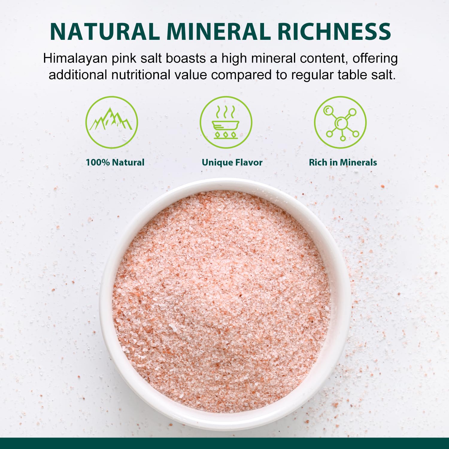 Soeos Himalayan Pink Salt 2 lbs packaging ideal for grinder refills.