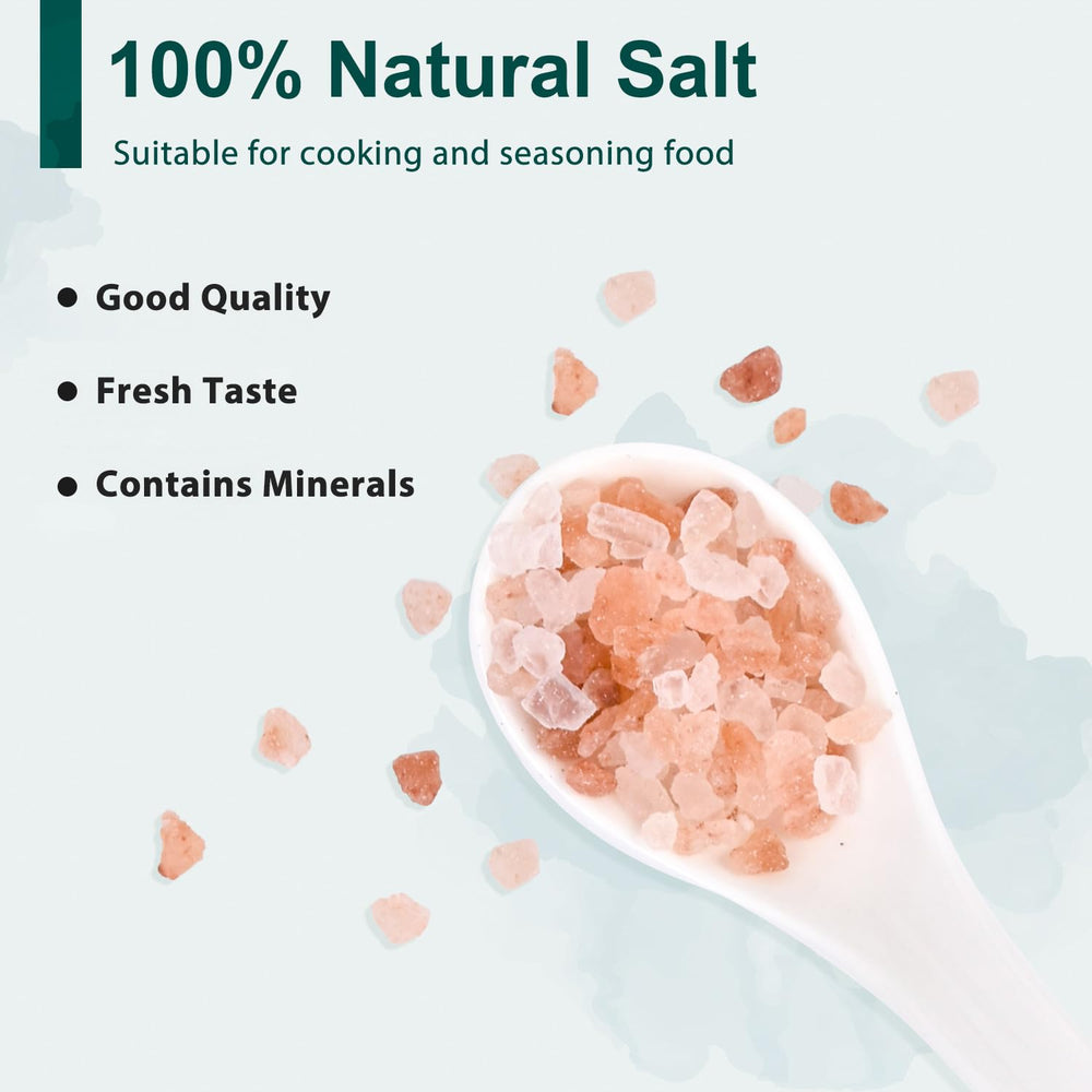 Soeos Himalayan Pink Salt closeup shows natural mineral crystals.