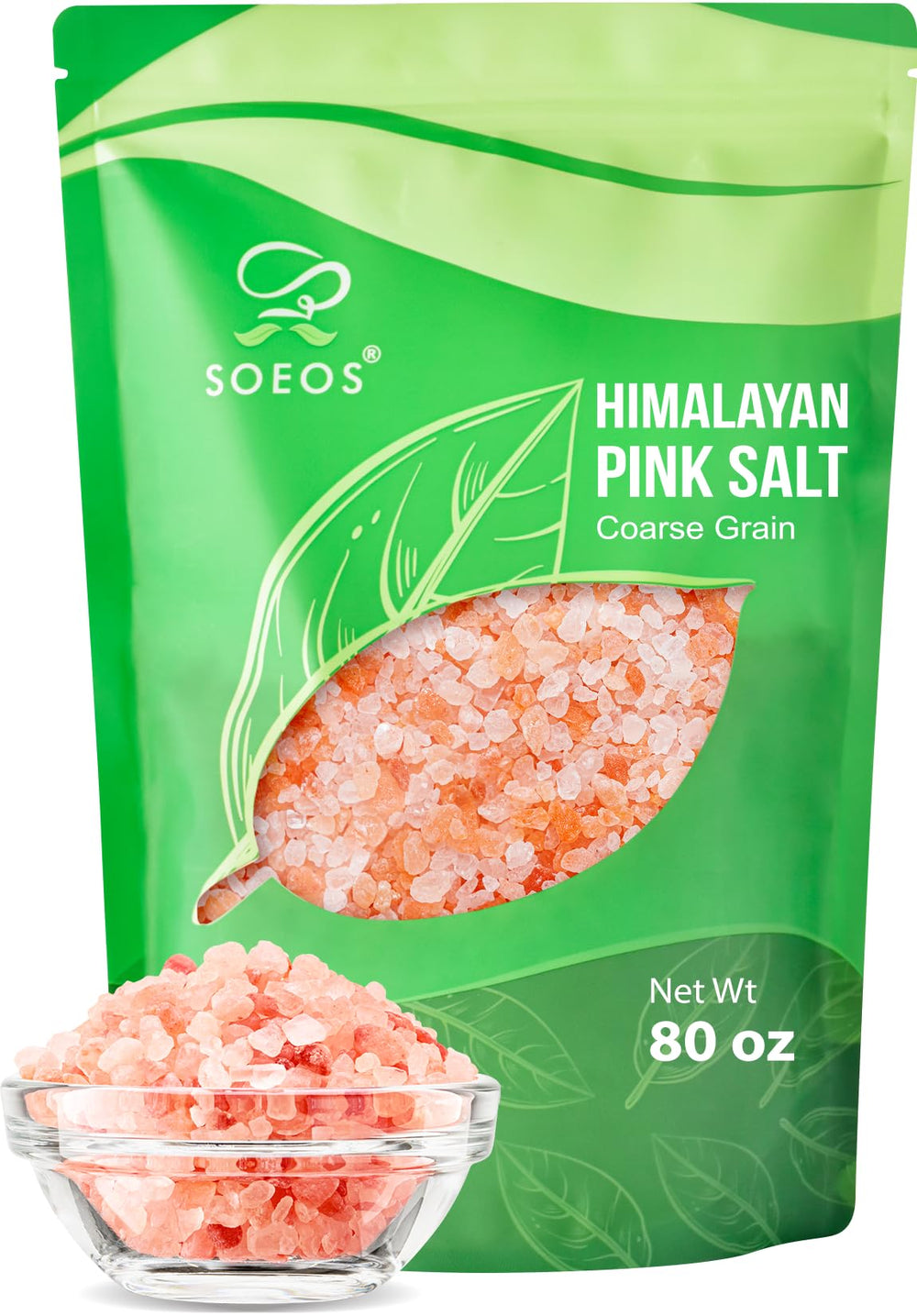 Soeos Himalayan Pink Salt coarse grain 5 lbs, ideal for grinder refills and finishing dishes.