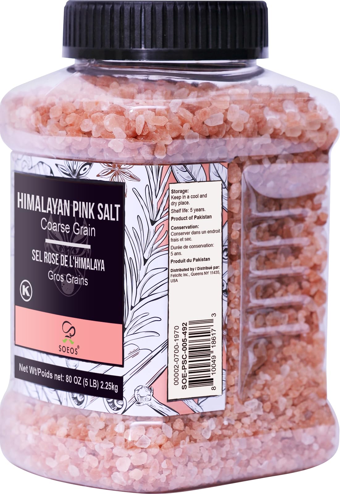 Close-up of coarse grains for Soeos Himalayan Pink Salt