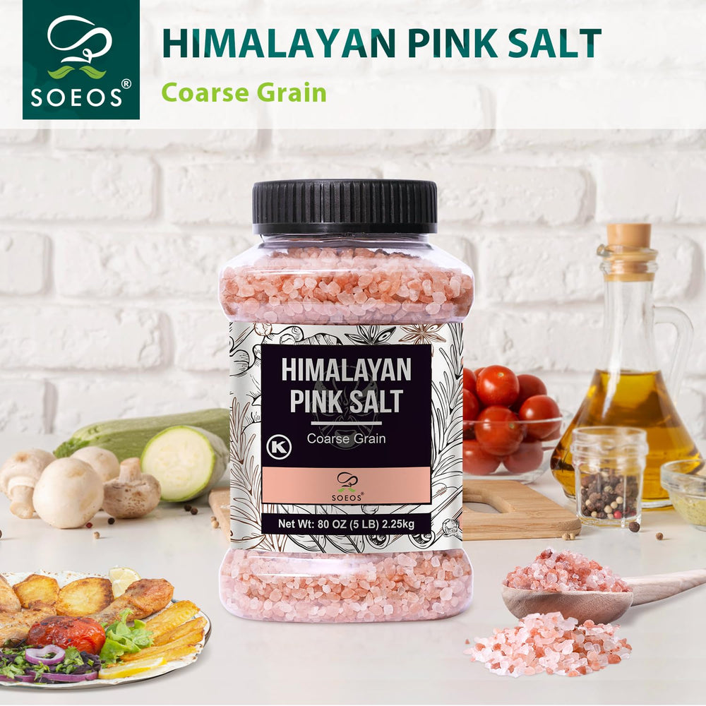Grinder-ready coarse grains of Soeos Himalayan Pink Salt