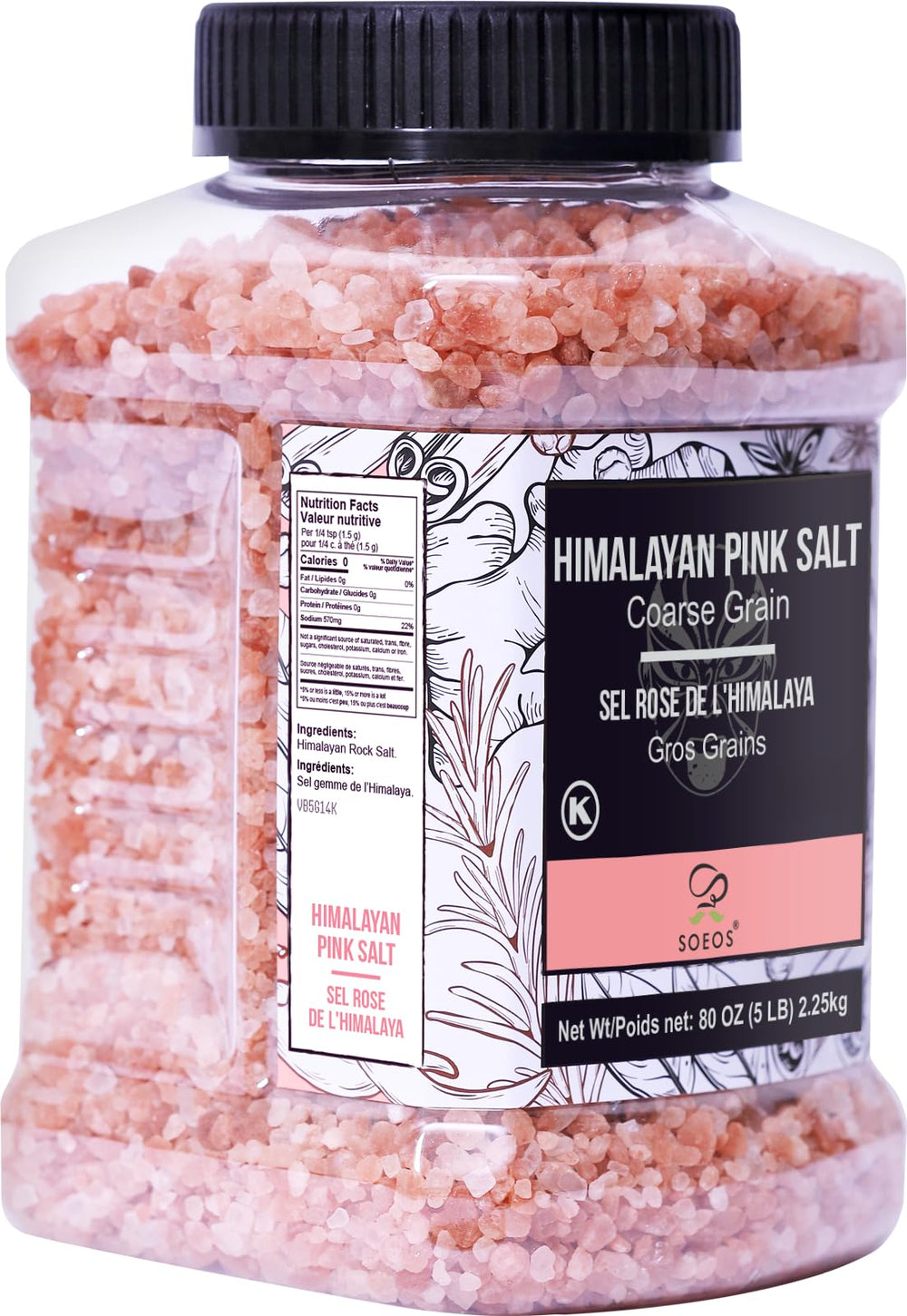 Pink crystals of Soeos Himalayan Pink Salt ready for seasoning