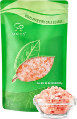 Soeos Himalayan Pink Salt coarse grain in 32oz pack for premium seasoning and finishing.