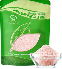Soeos Himalayan Pink Salt fine grain provides precise seasoning and a subtle mineral boost.