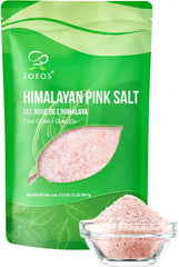 Soeos Himalayan Pink Salt fine-grain crystals in packaging for precise seasoning.