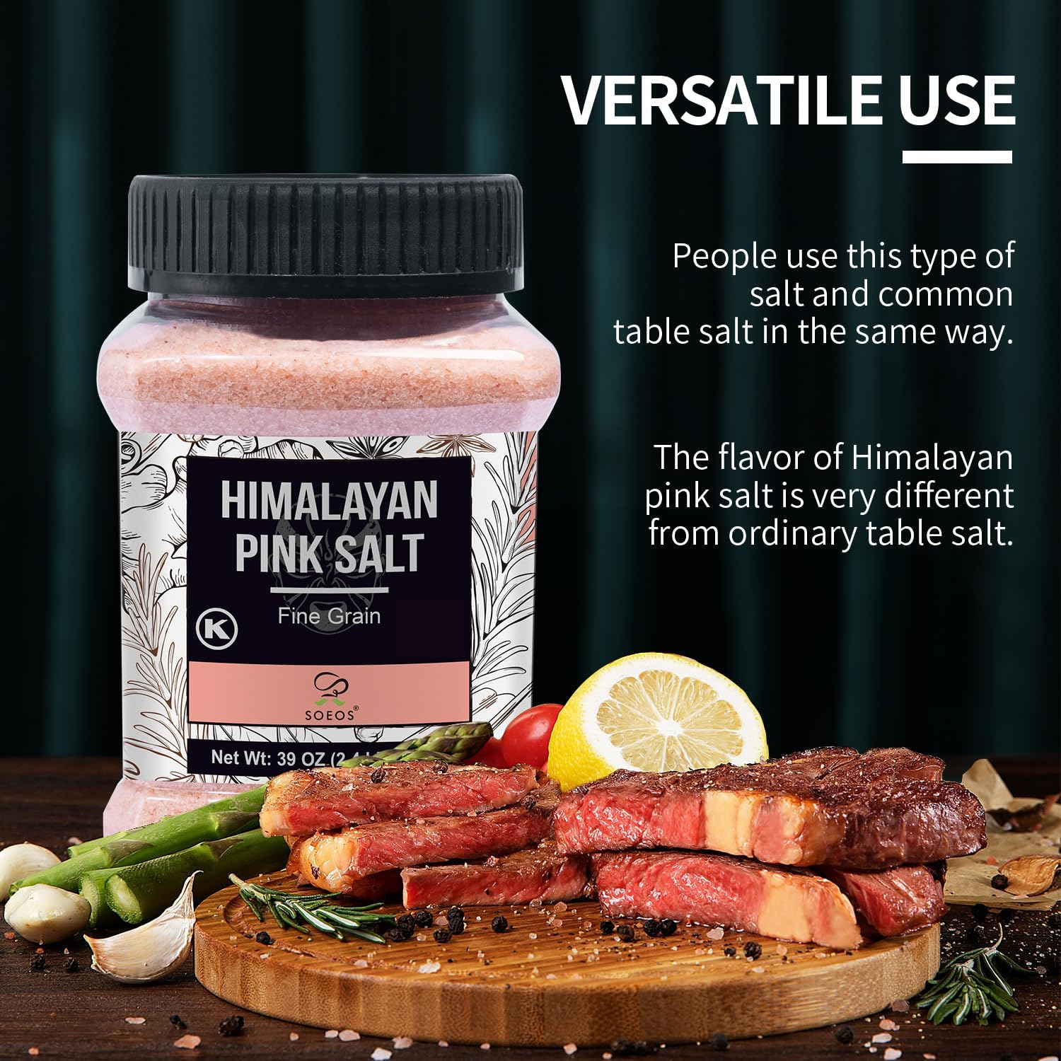 Soeos Himalayan Pink Salt adds a subtle mineral note to a dish.