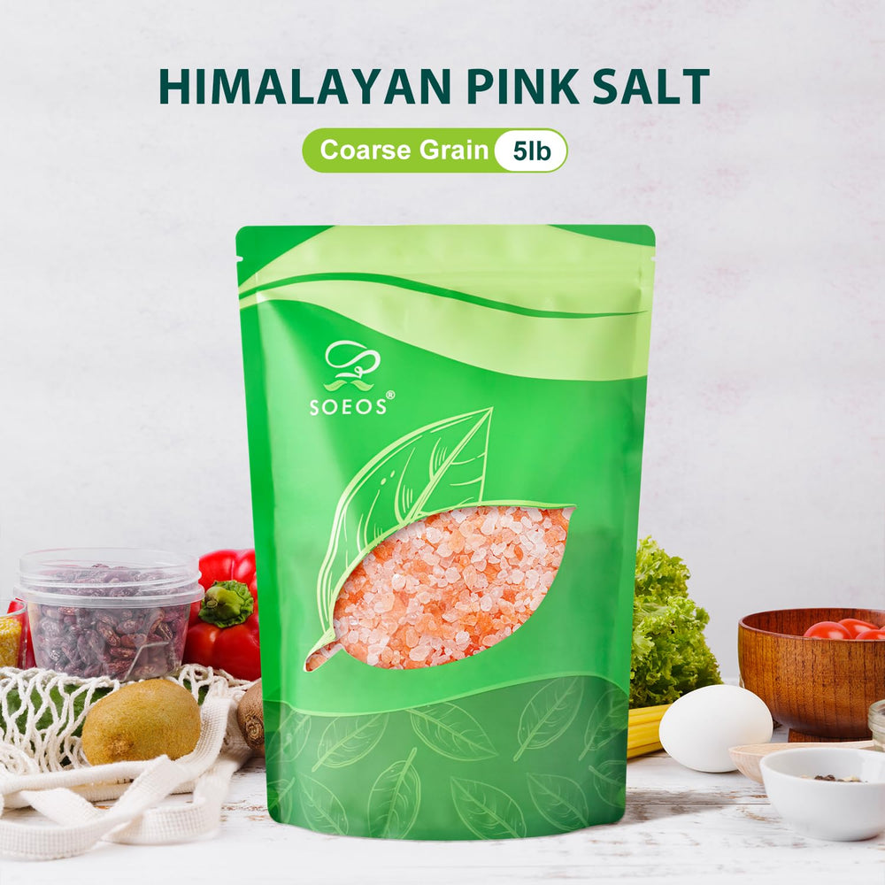Soeos Himalayan Pink Salt crystal palette reveals subtle mineral undertones.