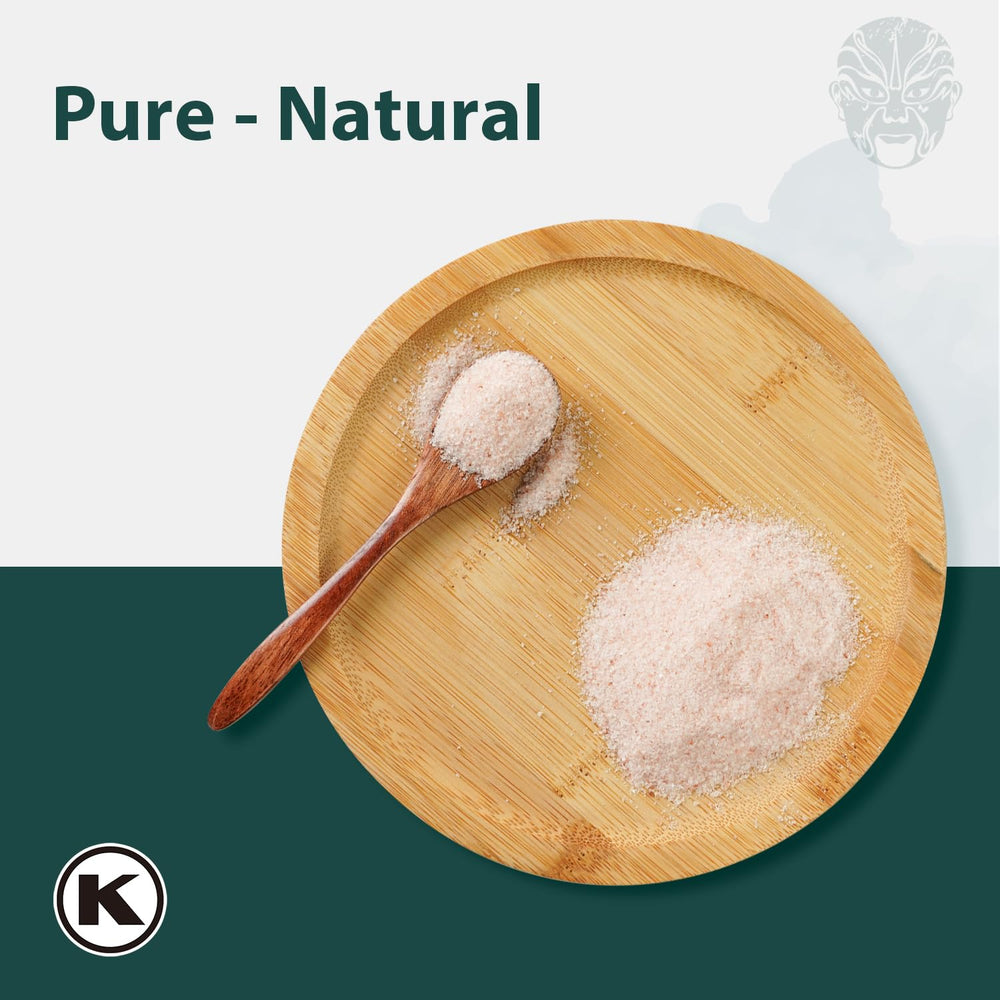 Soeos Himalayan Pink Salt packaging box highlights non-GMO and kosher certifications.