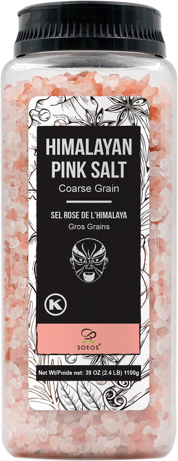 Soeos Himalayan salt coarse grain ready for grinder and seasoning