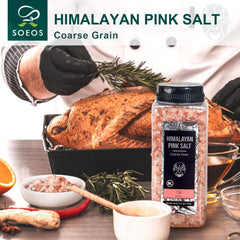 Soeos Himalayan salt in grinder for quick, even seasoning