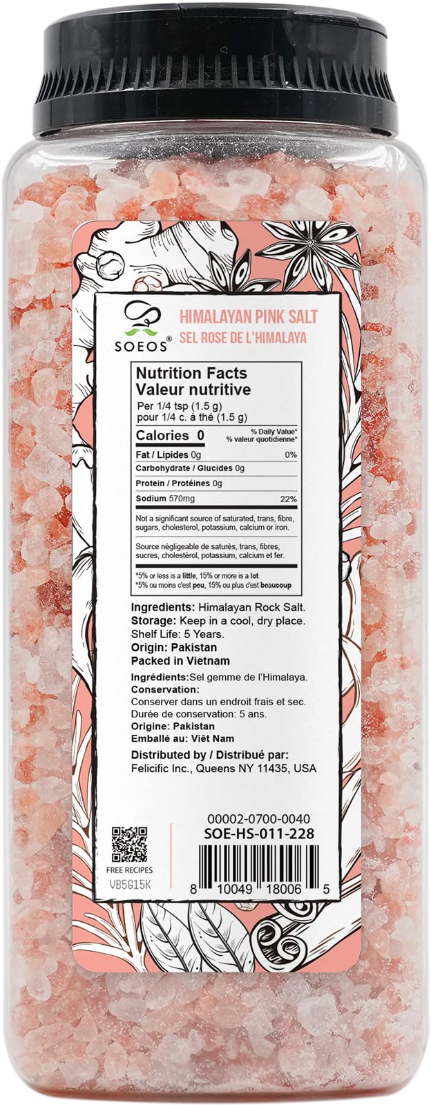 Soeos Himalayan salt pink crystals showcase natural color and minerals