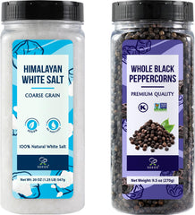 Soeos Himalayan White Salt bottle with coarse crystals for everyday seasoning.