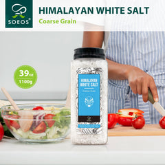 Soeos Himalayan White Salt pours onto meat for controlled seasoning and crisp exterior