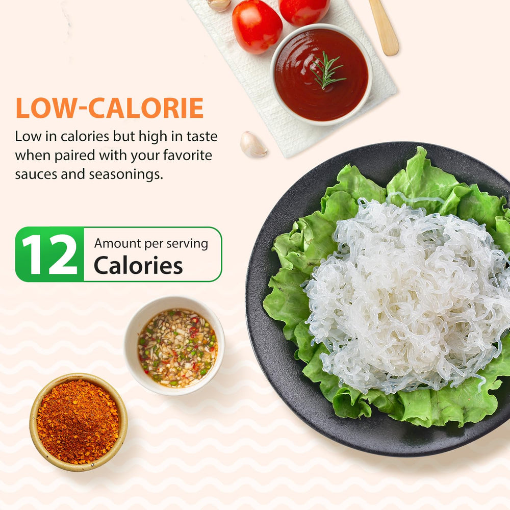 Soeos Konjac Noodles shown in a low-carb lifestyle setup.