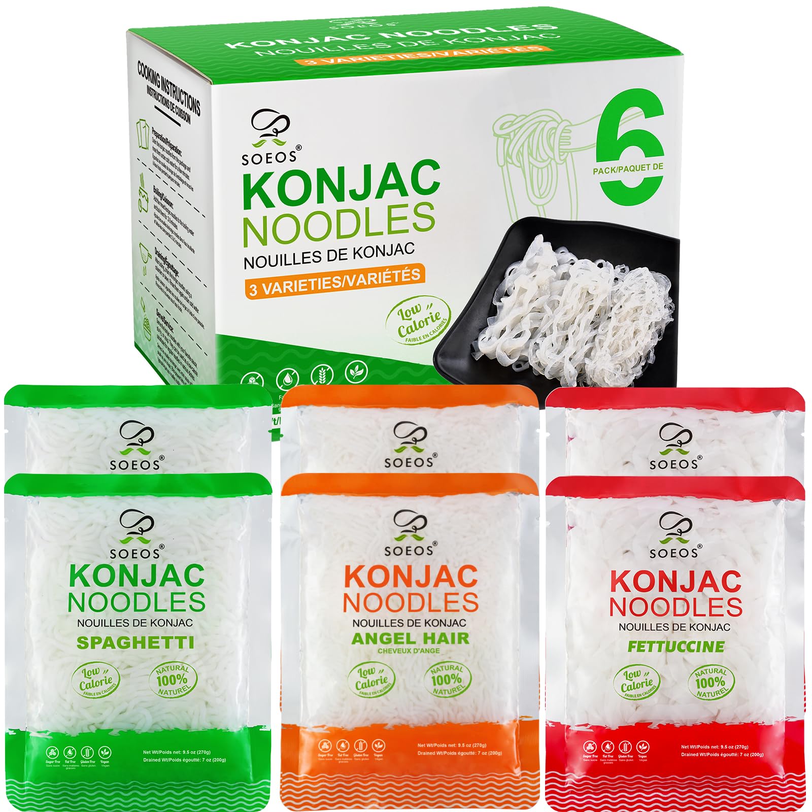 Soeos Konjac Noodles multi-pack box for quick meals