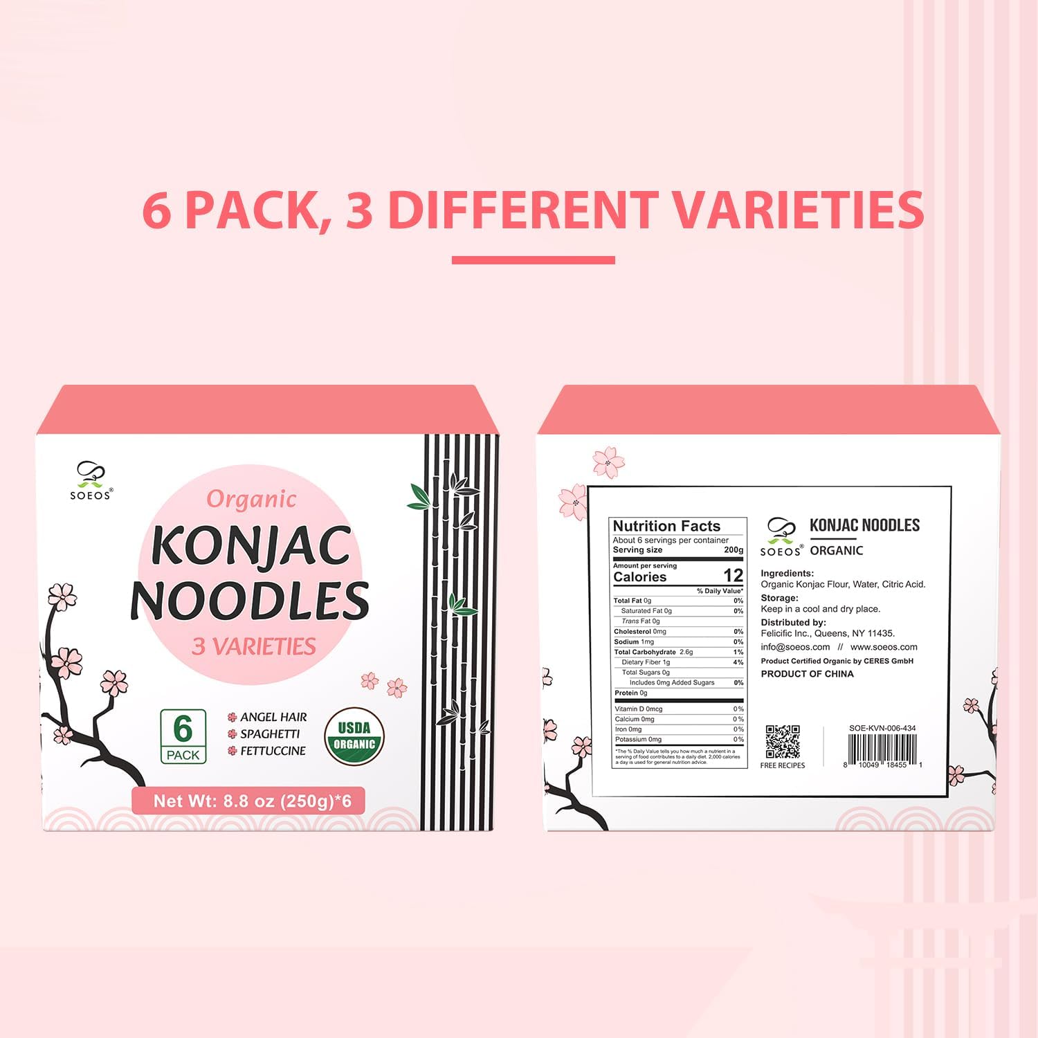 Soeos Konjac Noodles uncooked angel hair ideal for light broths.