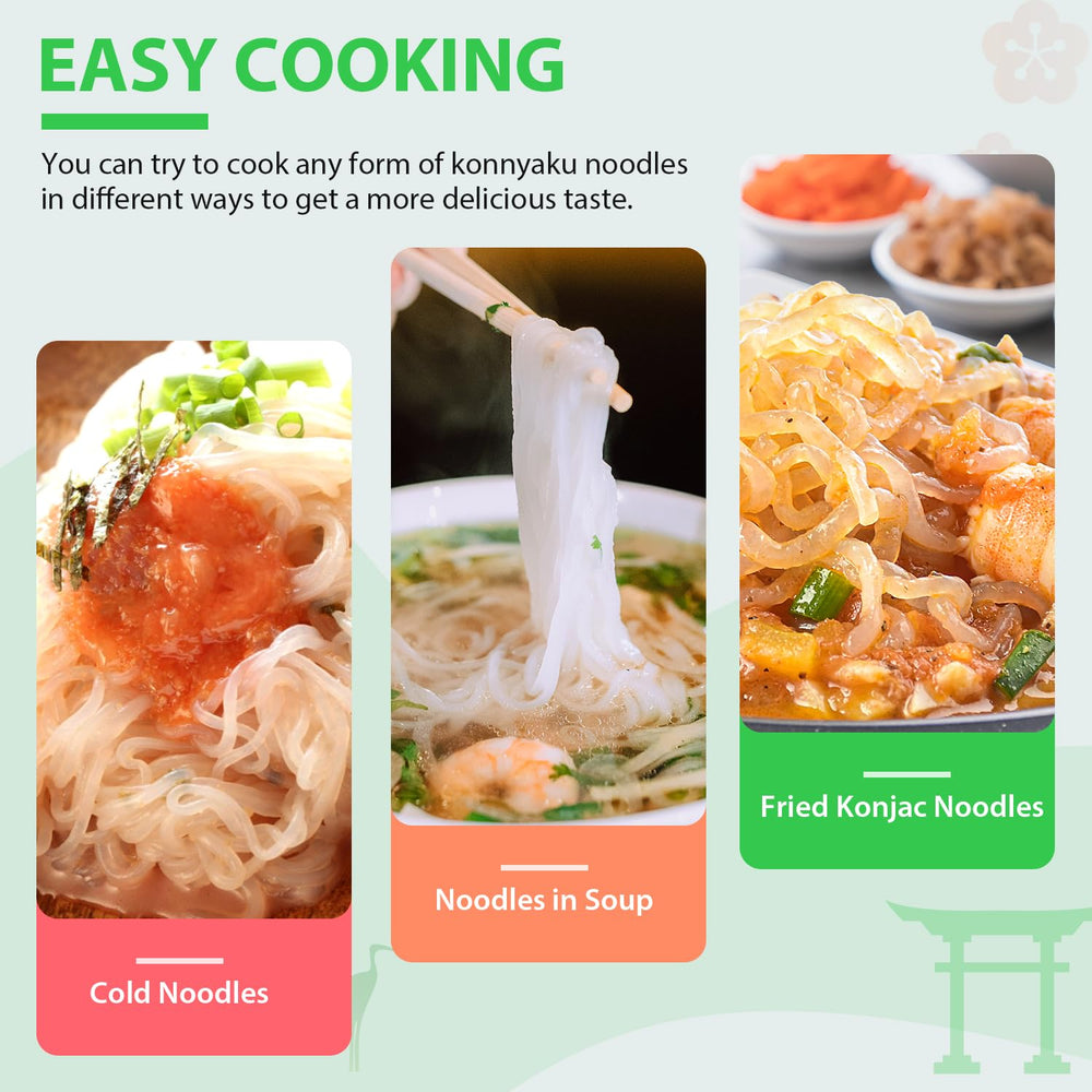 Soeos Konjac Noodles uncooked spaghetti showing long, delicate texture.