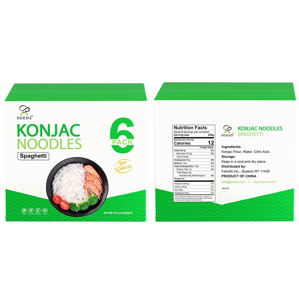 Soeos Konjac Noodles vegan-friendly spaghetti substitute with neutral flavor and sauce compatibility.
