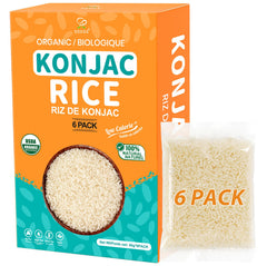 Soeos Konjac Rice 6-pack front; convenient pantry staple for quick meals.