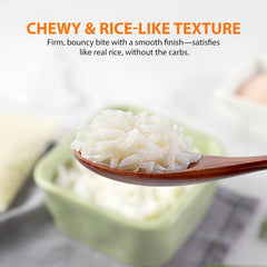 Soeos Konjac Rice cooked bowl; light, fluffy texture complements stir-fries.