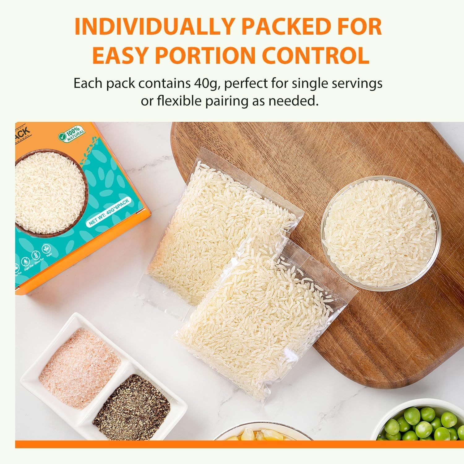 Soeos Konjac Rice on shelf; ready-to-use pantry staple for meal variety.