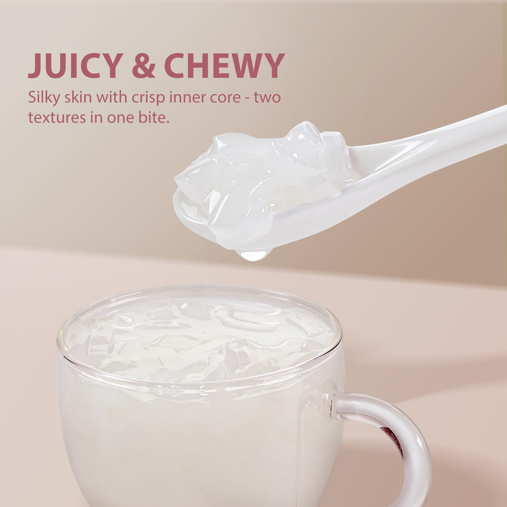 Soeos Lychee Coconut Jelly Strip in bubble tea setting enhances drinks.