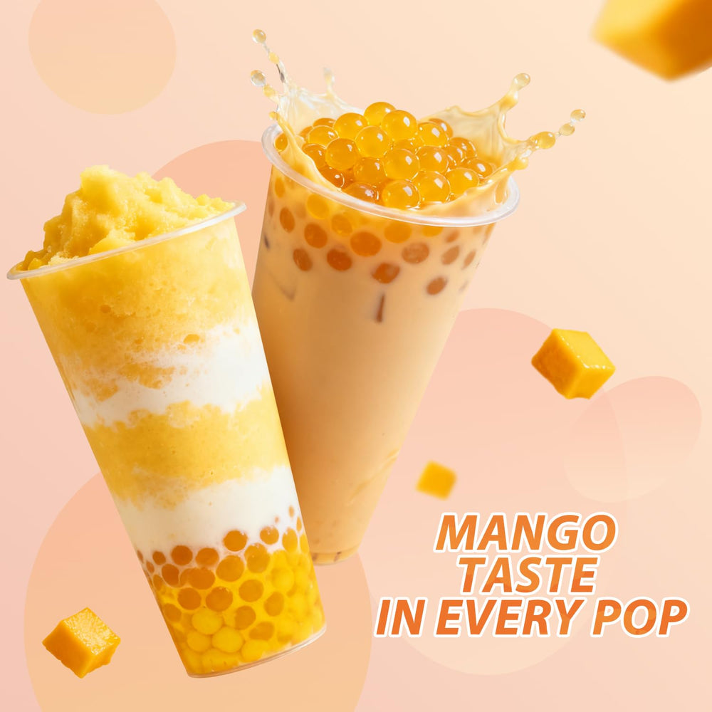 Soeos Mango Popping Boba pearls suited for cocktail garnish.