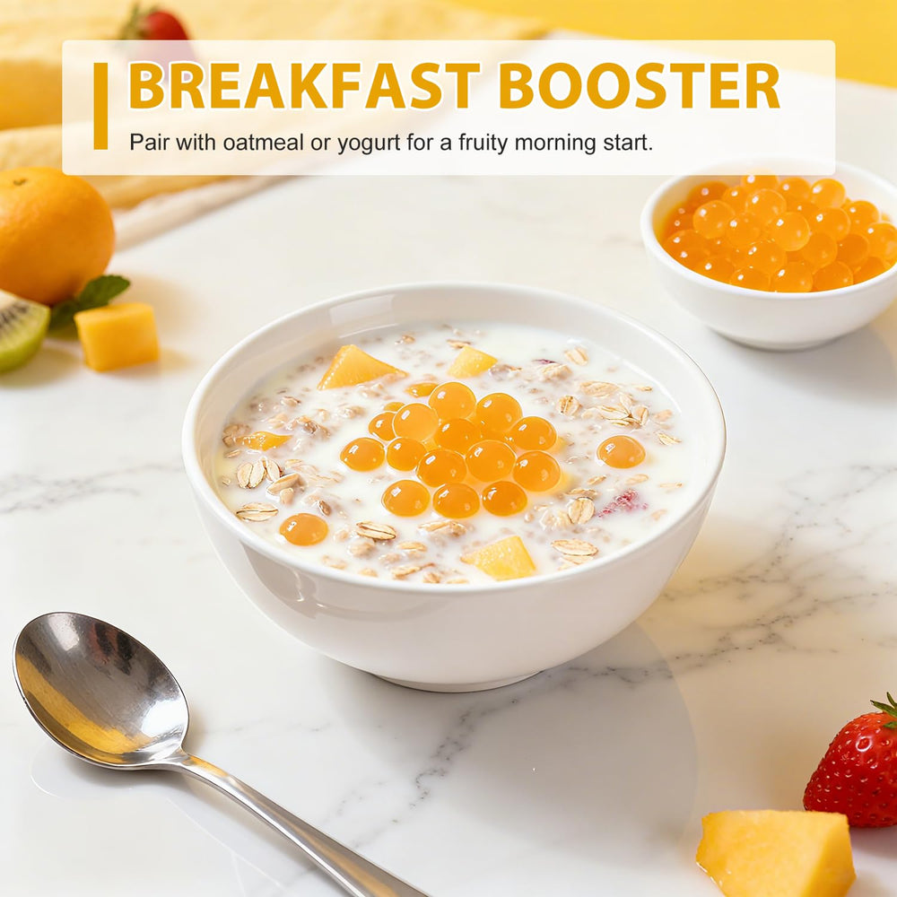 Soeos Mango Popping Boba Pearls with frozen yogurt for playful texture.