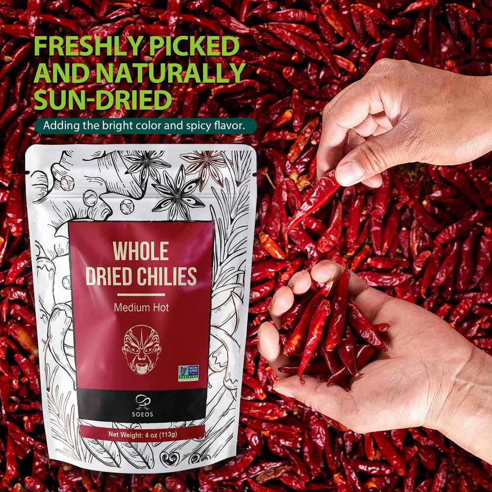 Soeos measuring spoon with dried chili for sauces and stews.