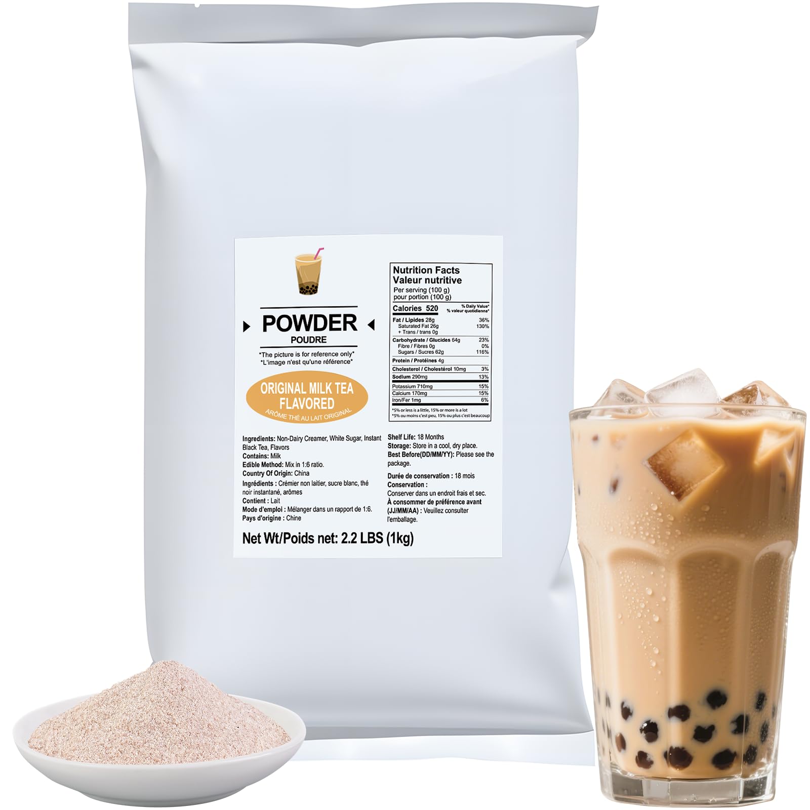 Soeos Milk Tea Powder 1kg pack for quick cafe-style drinks at home