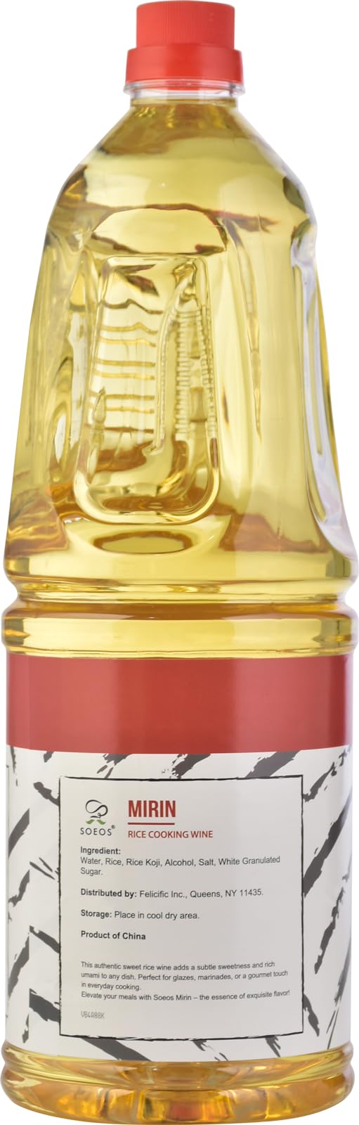 Soeos Mirin bottle with sauces and marinades for flavor balance.