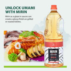 Soeos Mirin bottle beside a steaming wok finishing a dish.