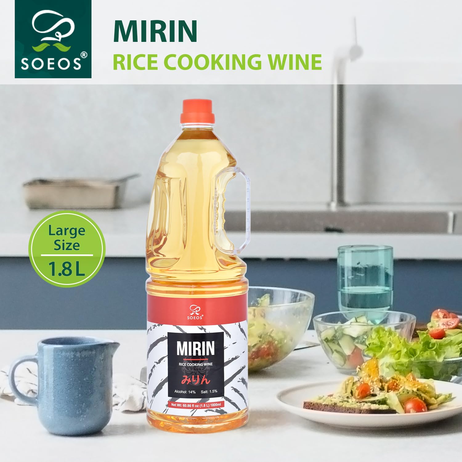 Soeos Mirin close-up highlighting premium ingredients and aroma.