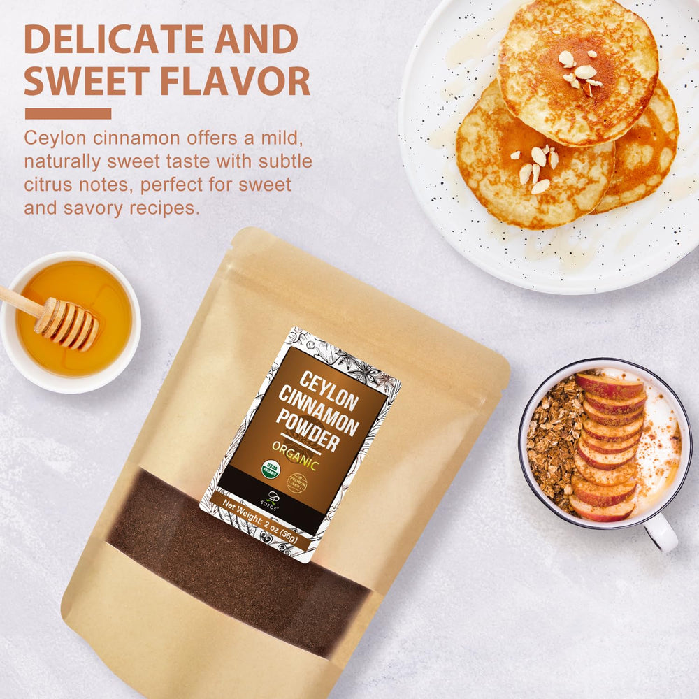 Soeos packaging on shelf signals organic, Sri Lankan cinnamon quality