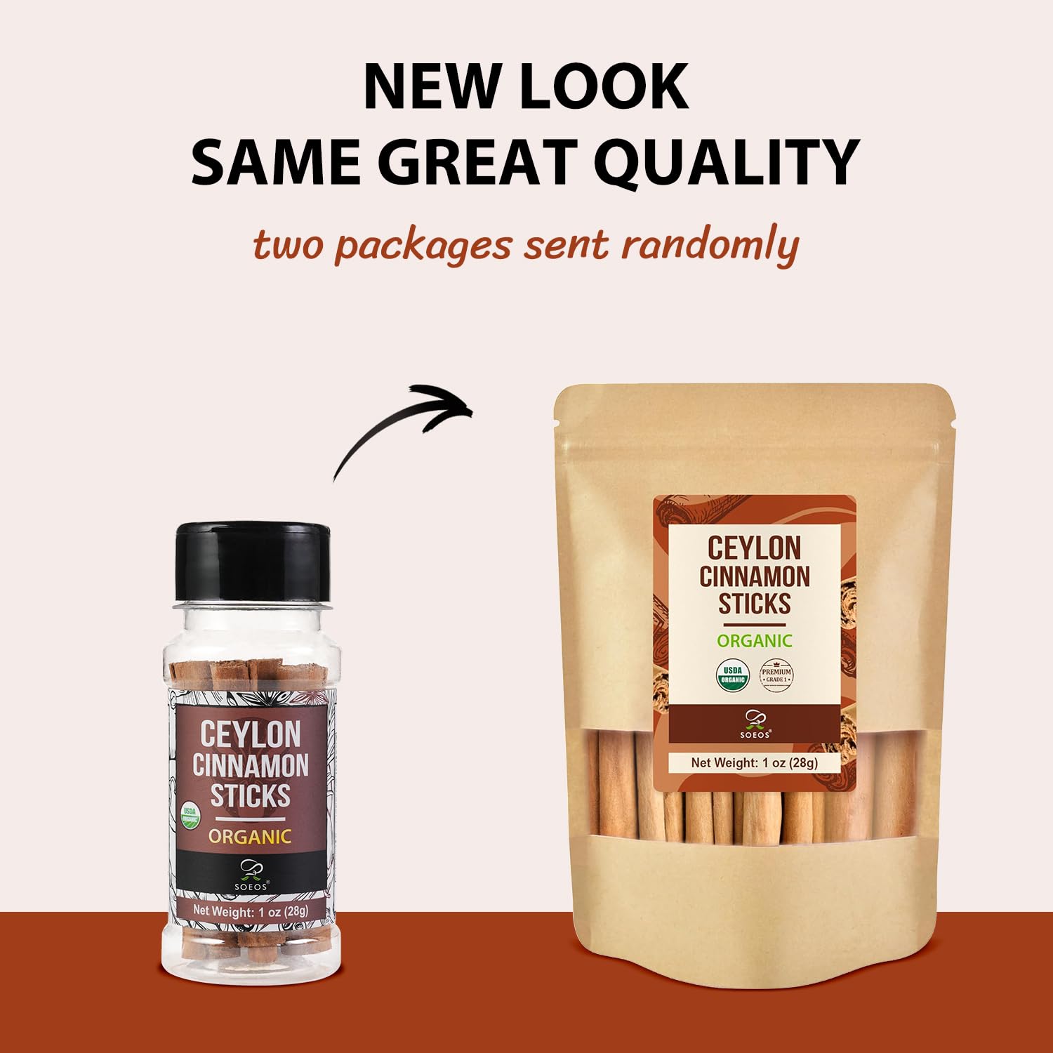Soeos organic cinnamon sticks from Sri Lanka in a jar, ideal for baking.