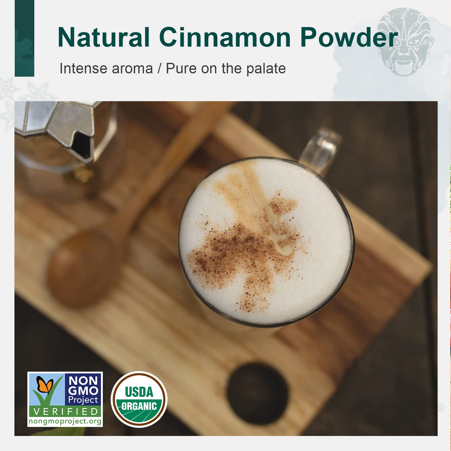 Soeos Organic Cinnamon Powder baking scene highlights versatile spice for cookies.