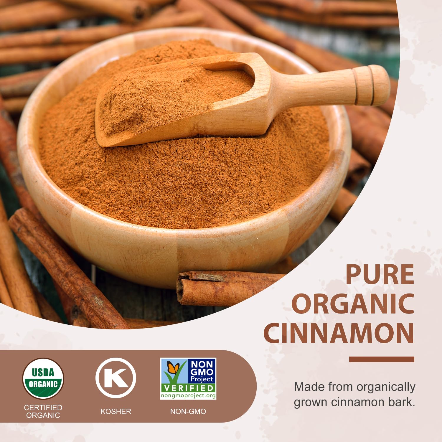 Powdered cinnamon arranged for baking uses and flavor distribution.
