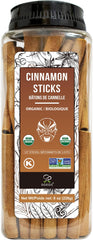 Soeos Organic Cinnamon Sticks front label for easy pantry access