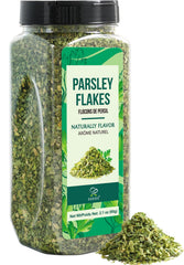 Soeos parsley flakes bottle ensures fresh flavor in soups and pastas.